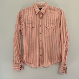 Ralph Lauren women’s long sleeve size 8 snap button up pink stripes western